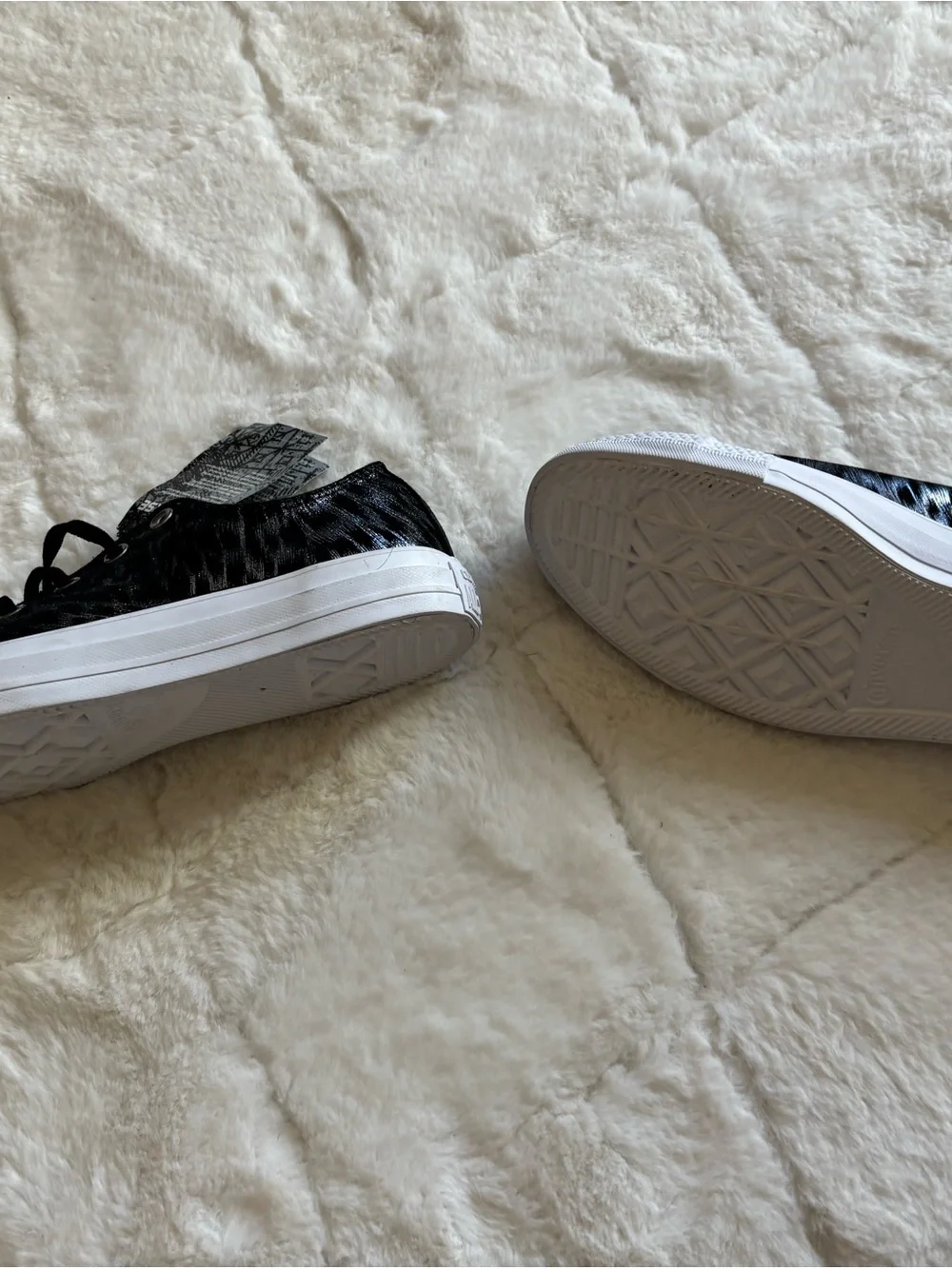 Converse Black and White Brushstroke Low-Top Sneakers